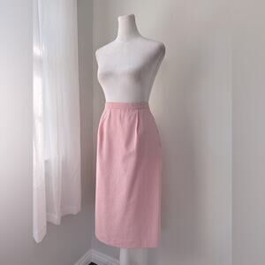 Vintage ‘00s Appleseed’s Petite Pink & White Stripe Seersucker Knee Length Skirt